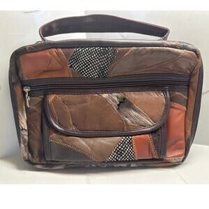 Bible Case Patchwork Leather Large Zipper Pocket Cross Zipper Pull Men’s Women’s